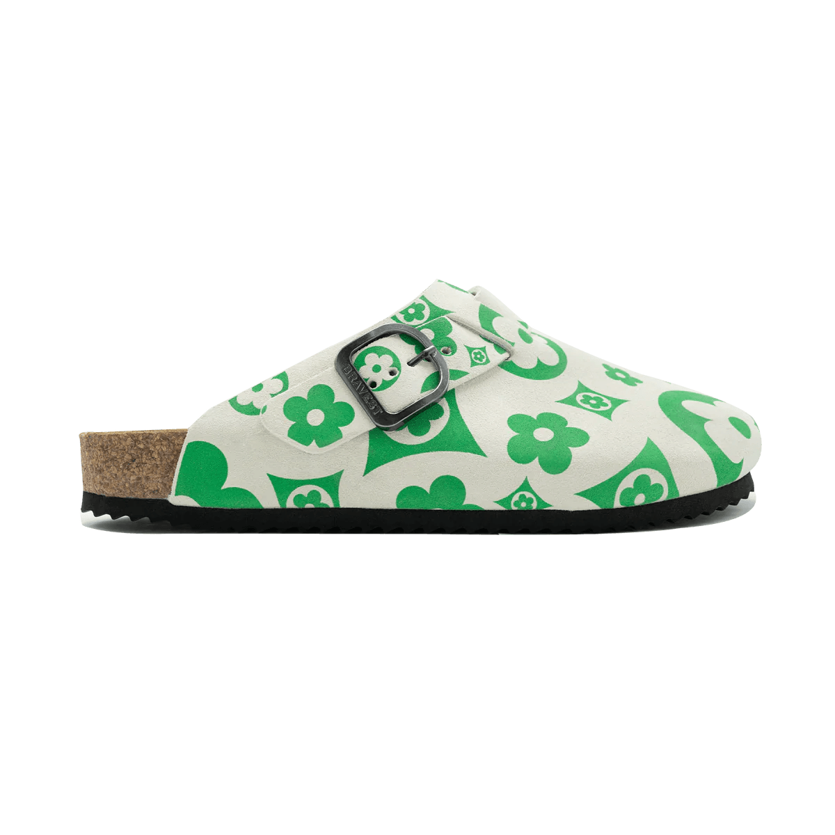 Bravest Studios Suede Flower Clogs In Green - Hesperia