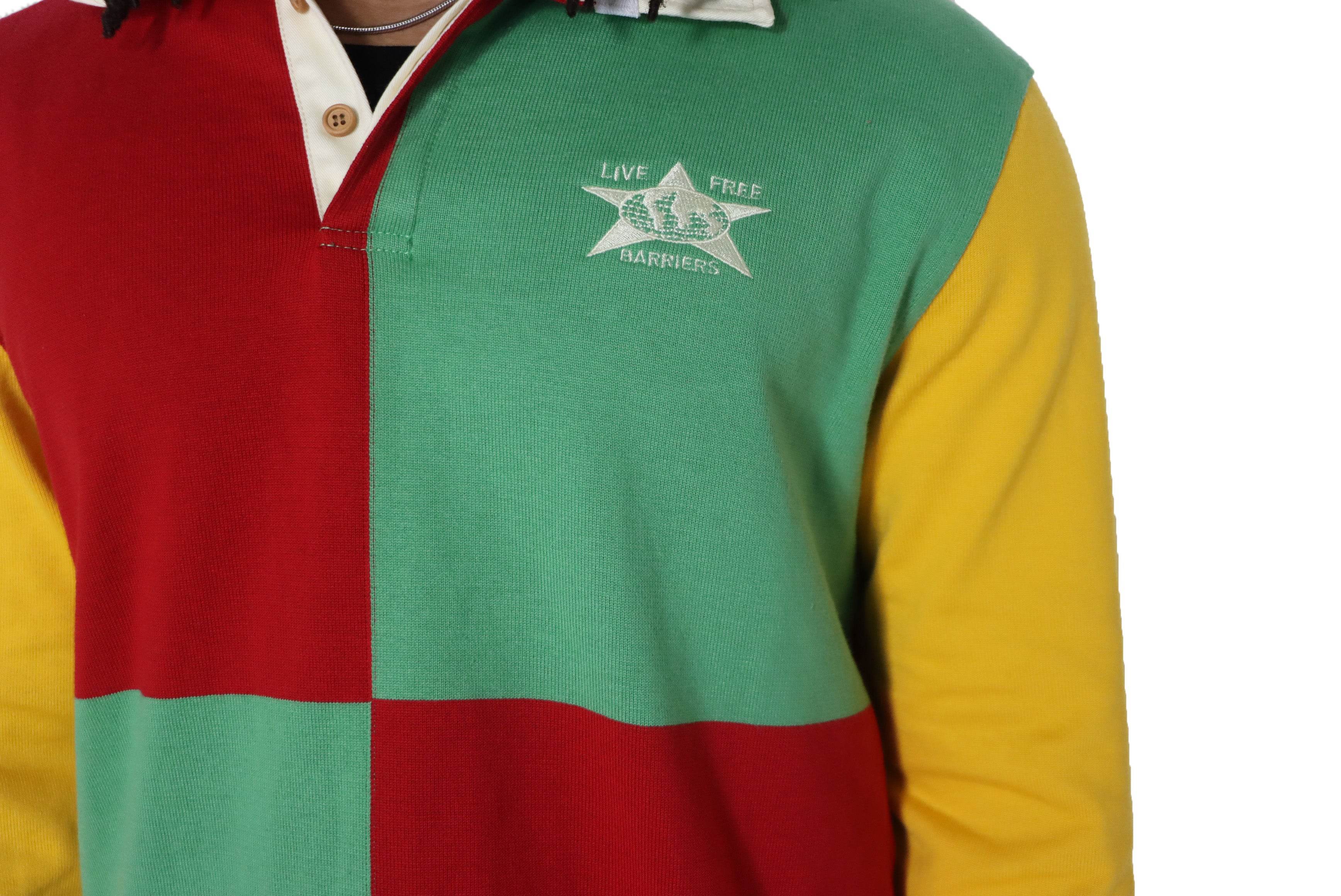 Barriers Rugby Polo In Yellow/Green/Red - Hesperia