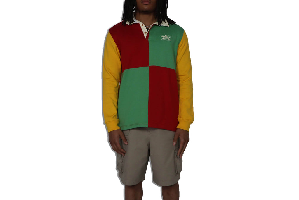 Barriers Rugby Polo In Yellow/Green/Red - Hesperia