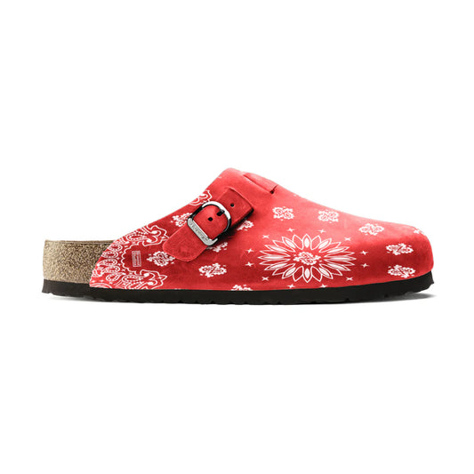 Bravest Studios Suede Paisley Clogs In Burgundy