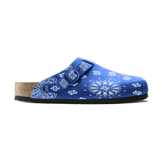 Bravest Studios Suede Paisley Clogs In Royal Blue