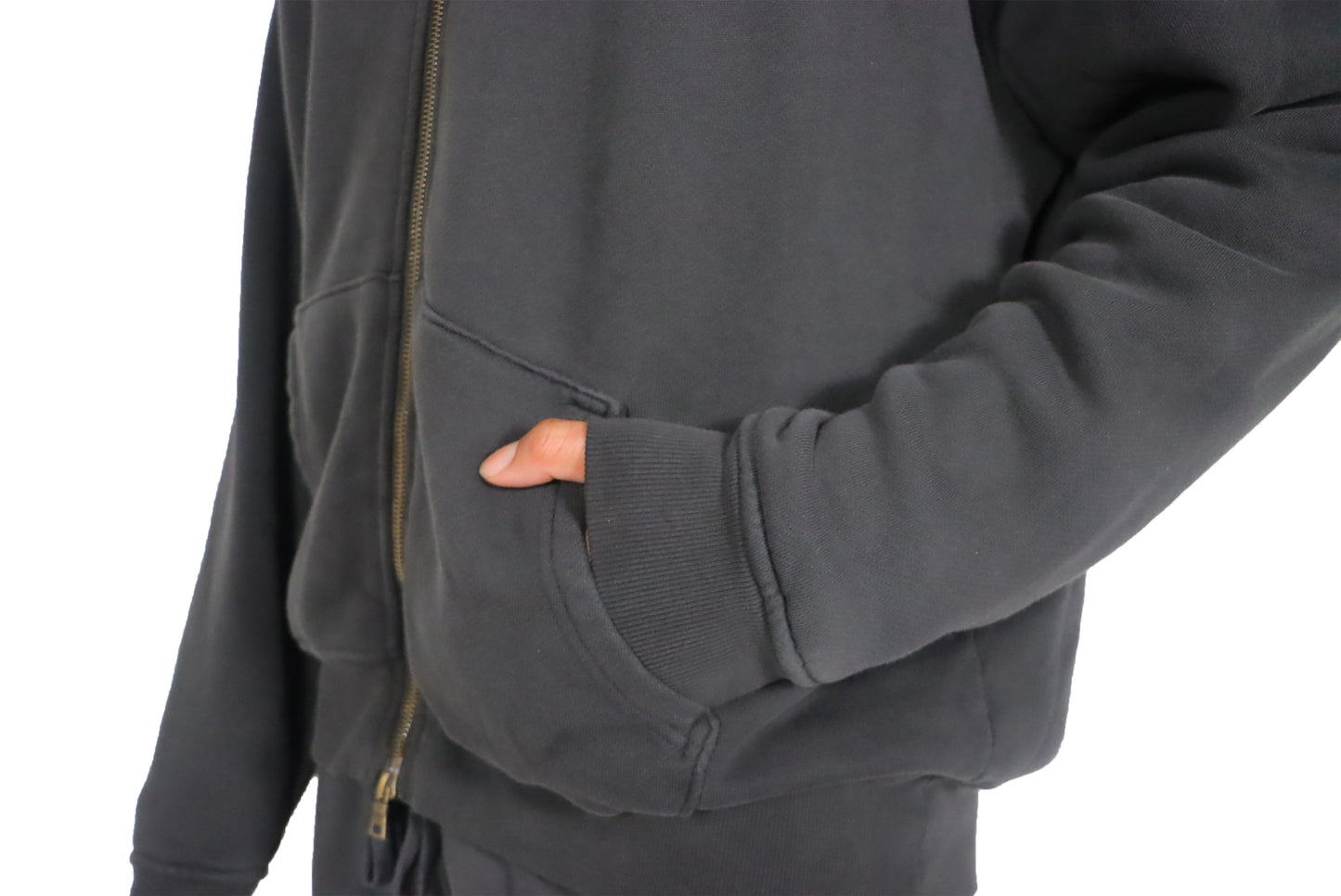 Elwood Thermal Zip Up Hoodie in Charcoal