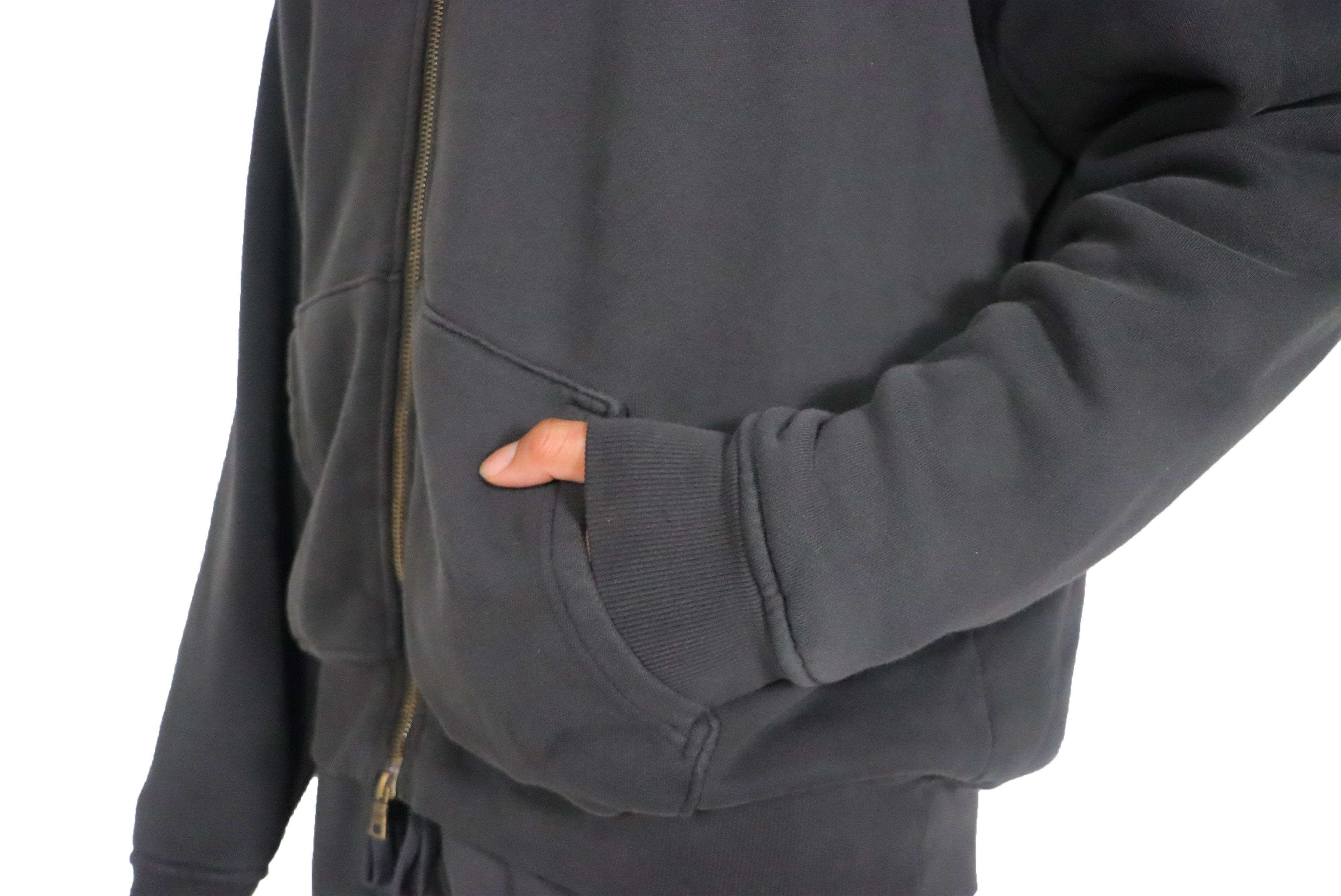 Elwood Thermal Zip Up Hoodie in Charcoal - Hesperia