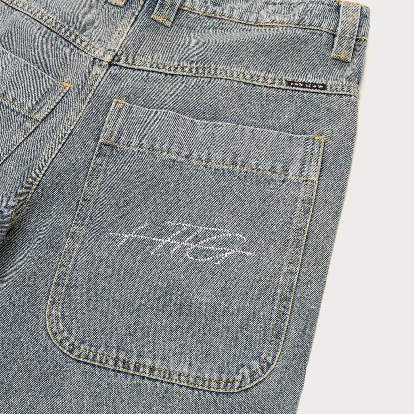 Honor The Gift Rhinestone Denim In Blue - Hesperia