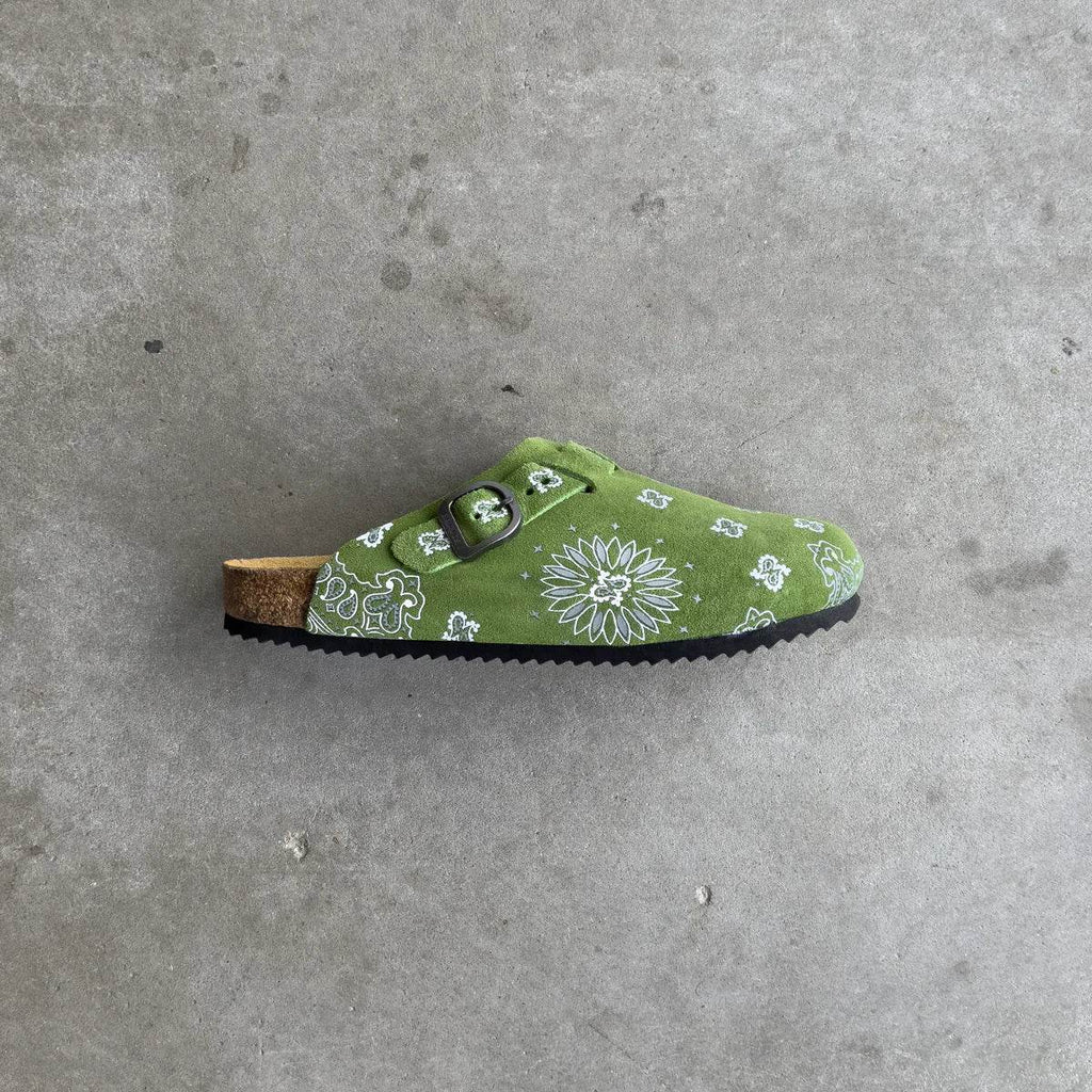Bravest Studios Suede Paisley Clogs in Green - Hesperia