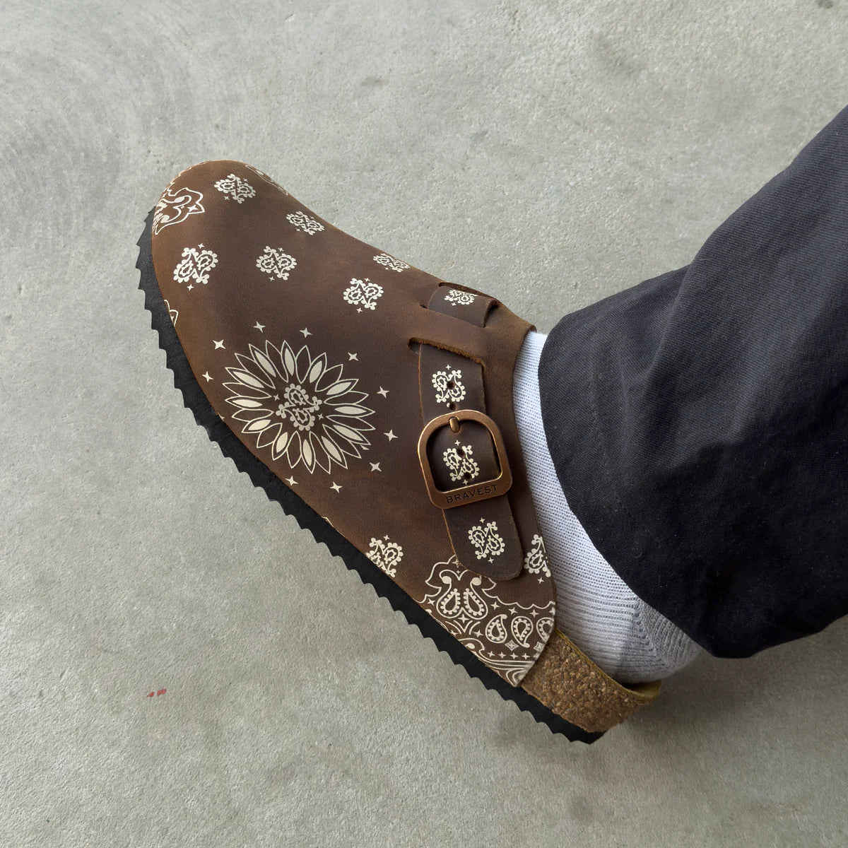 Bravest Studios Suede Paisley Clogs in Mocha