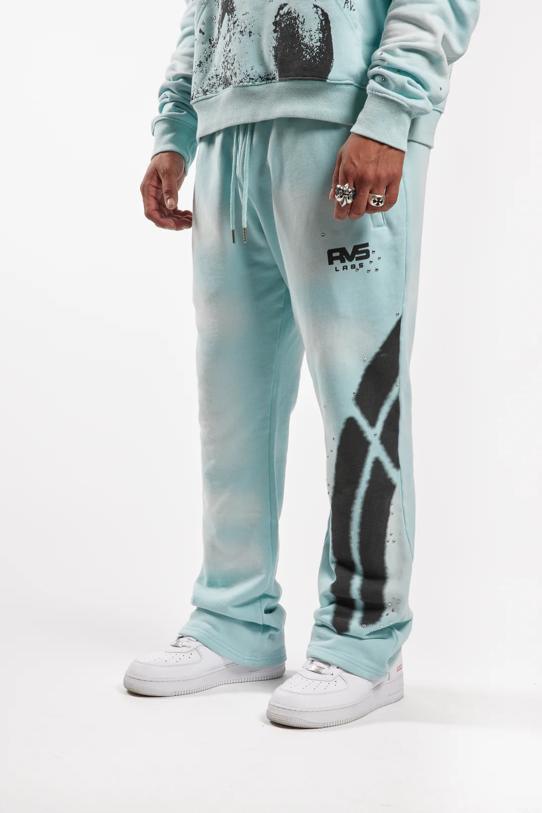 RVS Studded Sweatpants In Blue