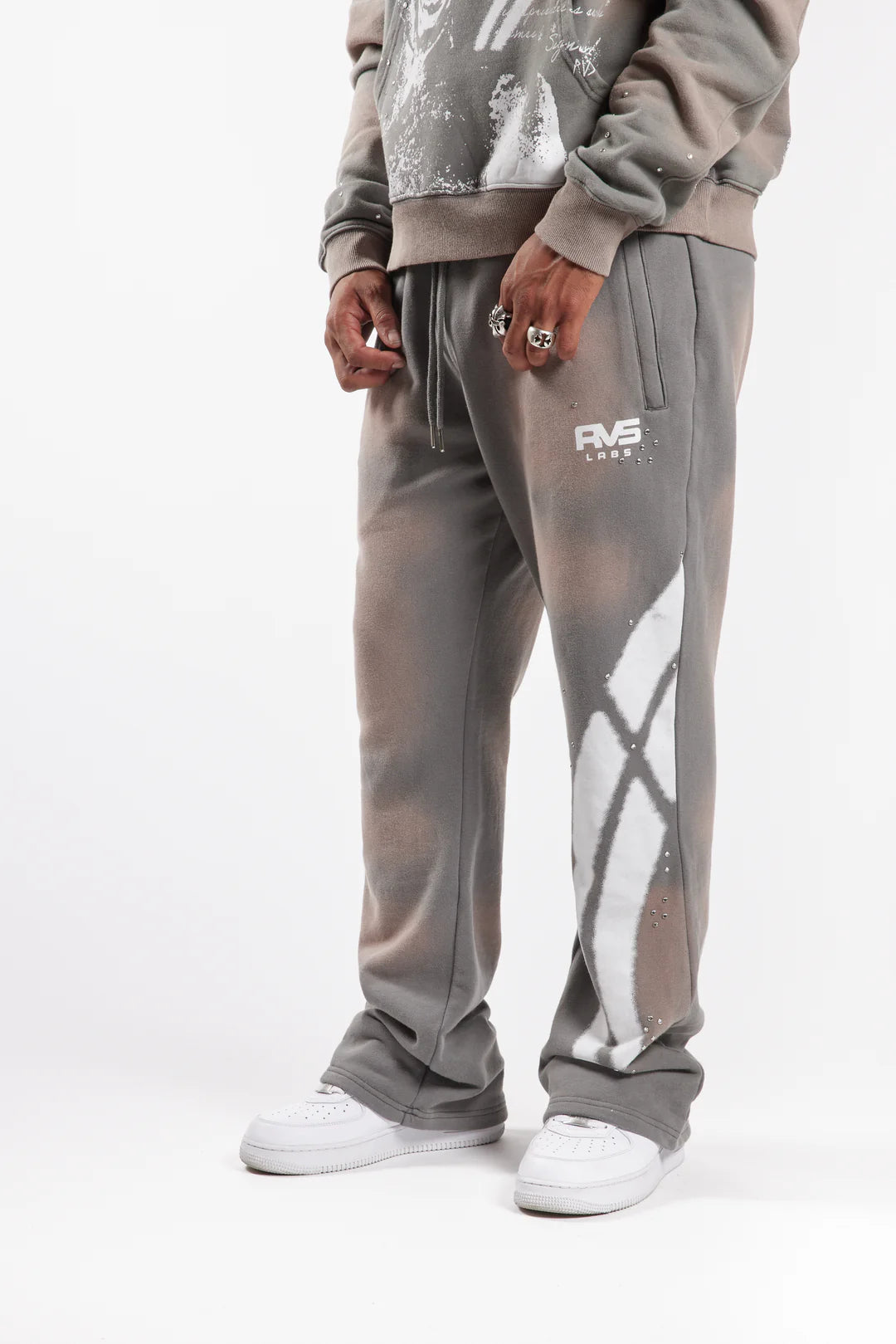 RVS Studded Sweatpants In Grey