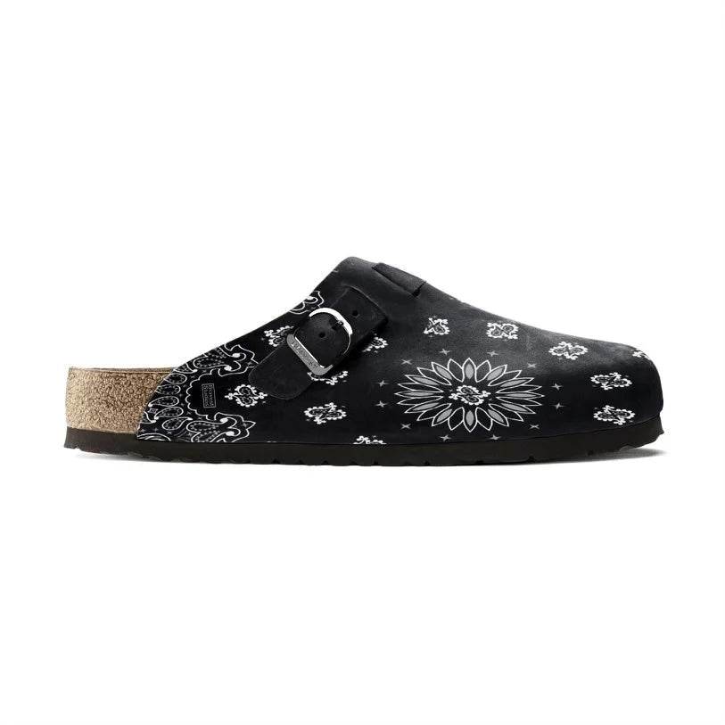 Bravest Studios Suede Paisley Clogs In Black - Hesperia