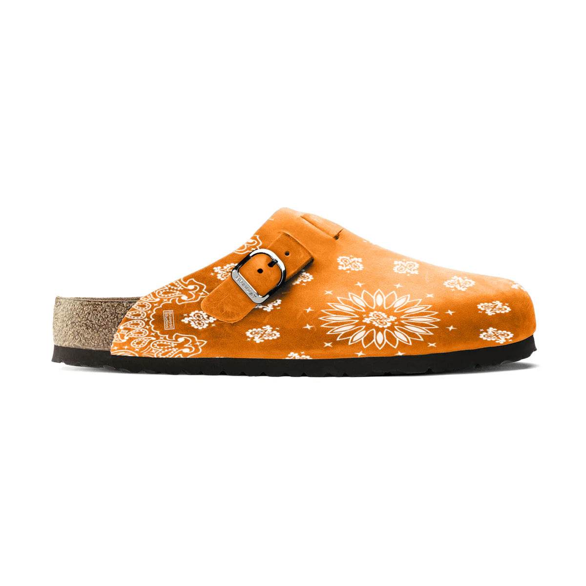Bravest Studios Suede Paisley Clogs In Orange - Hesperia