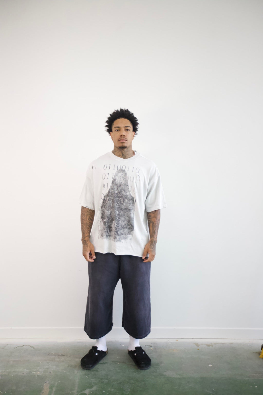 Binary Code Oversized Tee — back binary print detail