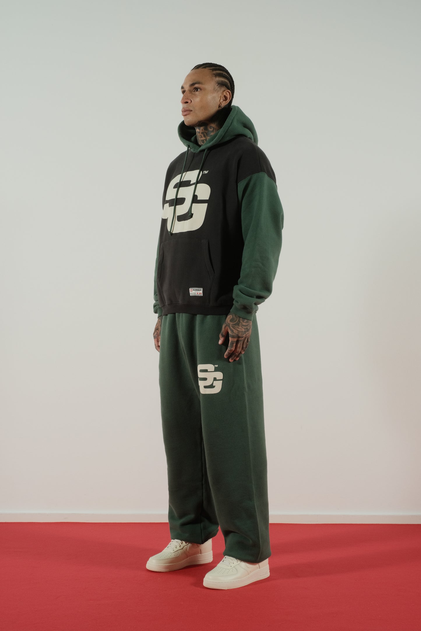 Summer Games SG24 Contrast Hoodie Jet Black & Hunter Green