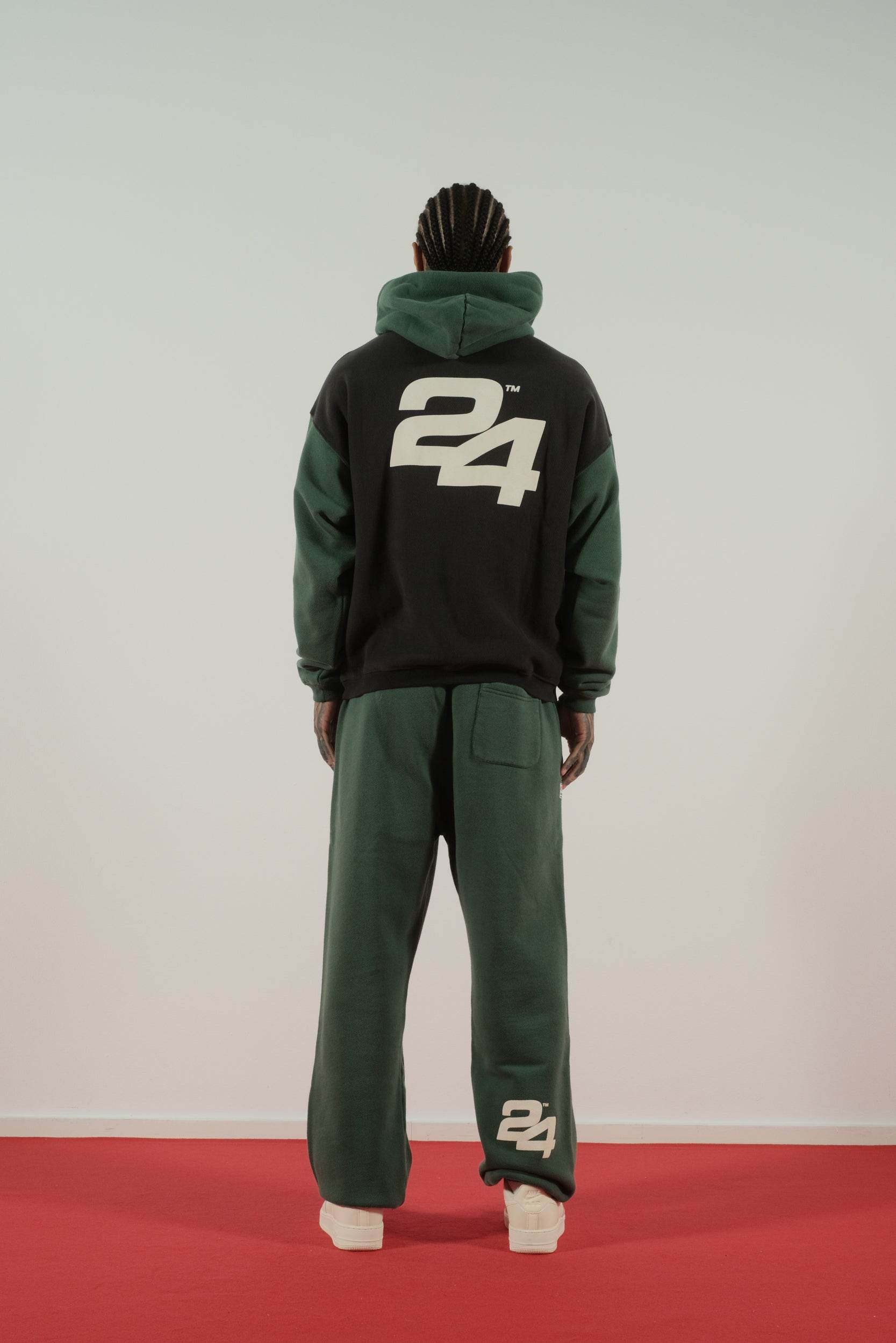 Summer Games SG24 Contrast Hoodie Jet Black & Hunter Green - Hesperia