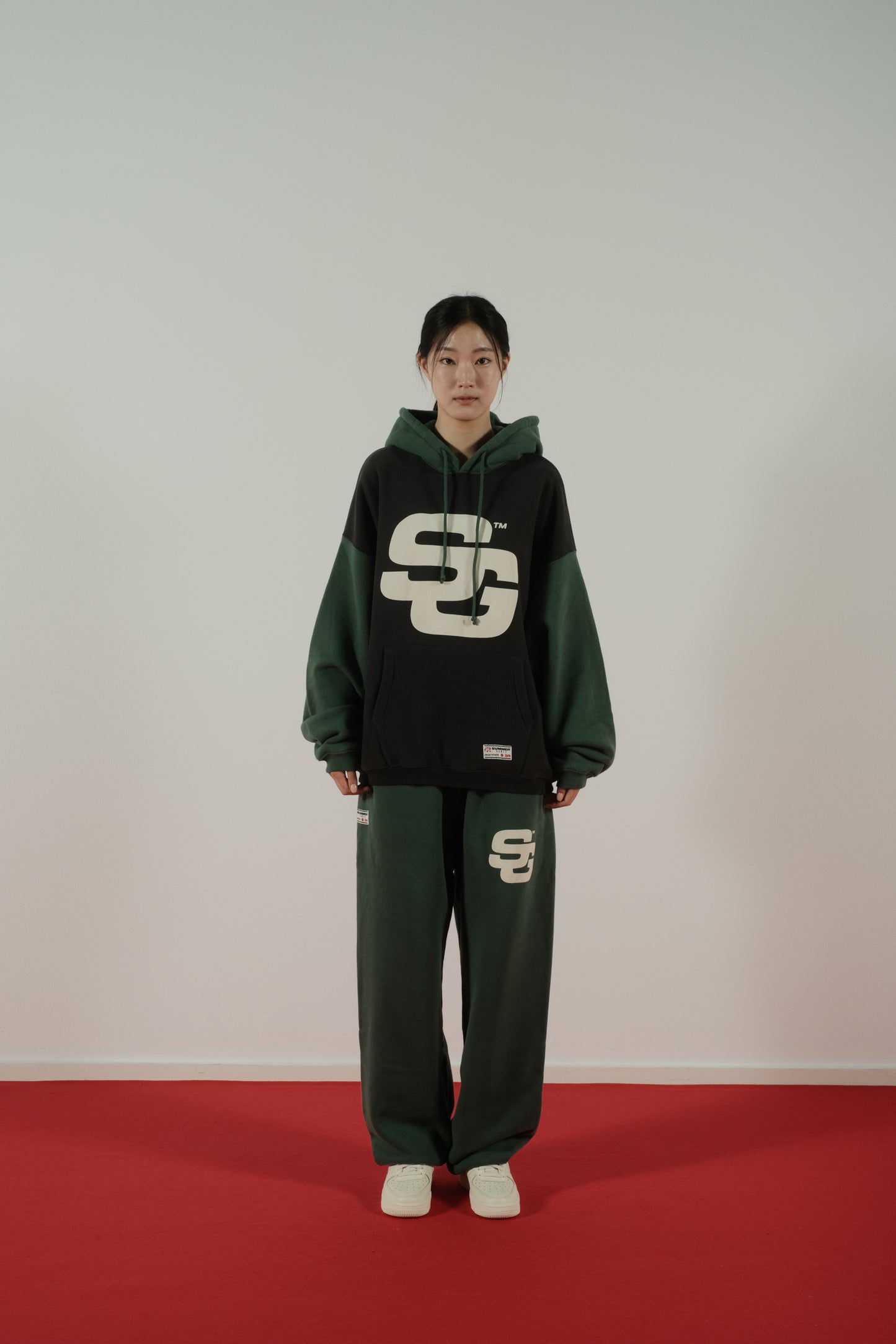 Summer Games SG24 Contrast Hoodie Jet Black & Hunter Green