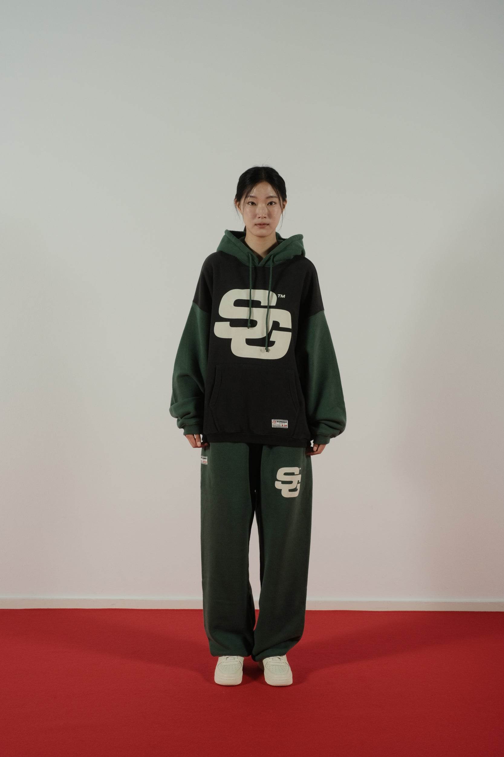 Summer Games SG24 Contrast Hoodie Jet Black & Hunter Green - Hesperia