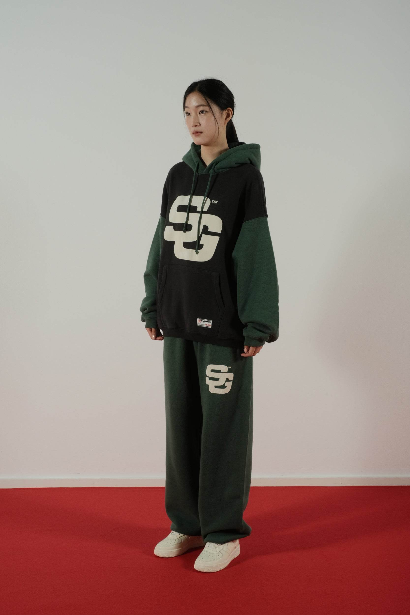 Summer Games SG24 Contrast Hoodie Jet Black & Hunter Green - Hesperia