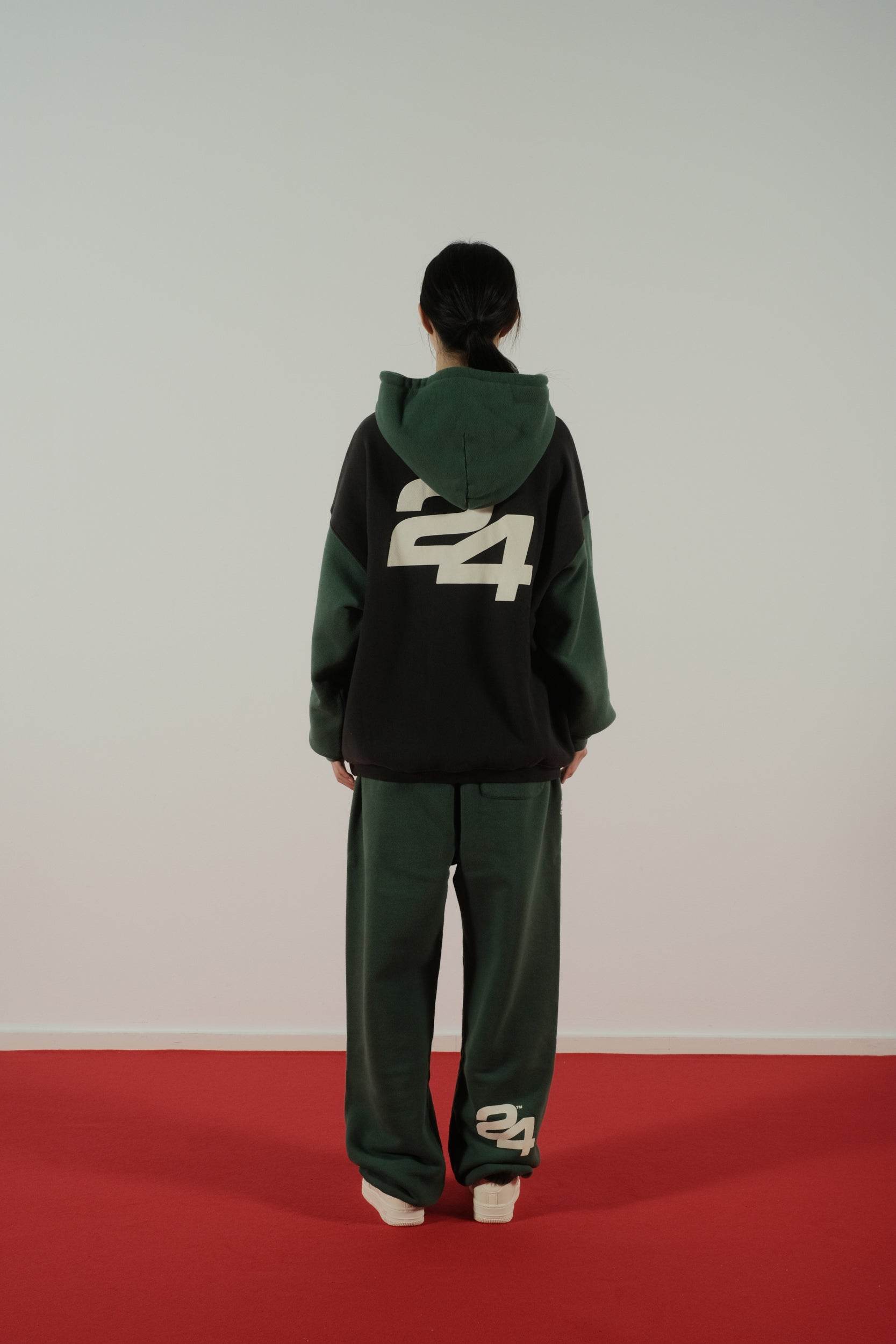 Summer Games SG24 Contrast Hoodie Jet Black & Hunter Green - Hesperia