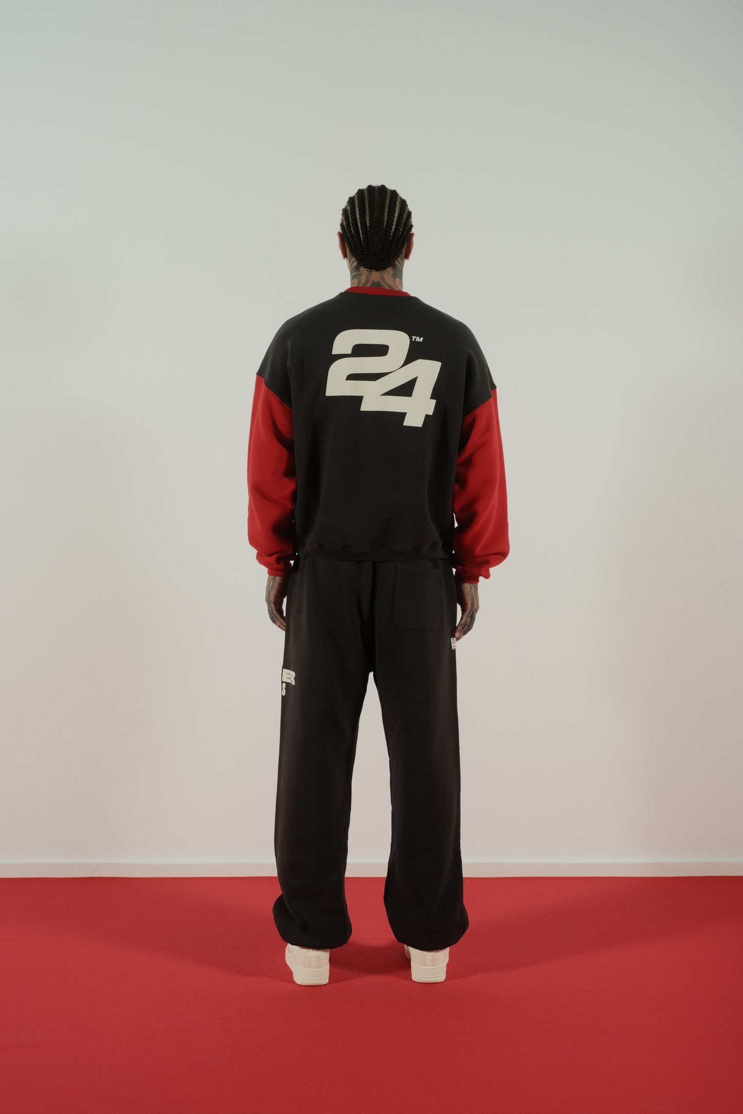 Summer Games SG24 Contrast Crewneck Sweatshirt in Black & Scripted Red