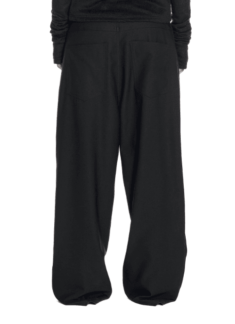 Labeless Wide Tuck Trousers In Black - Hesperia