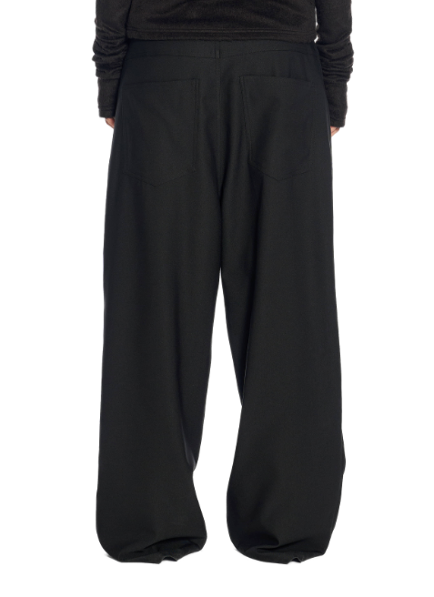 Labeless Wide Tuck Trousers In Black