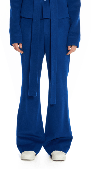 Labeless Blue Wool Flare Trousers - Hesperia