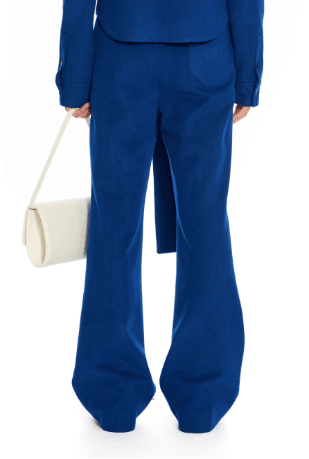 Labeless Blue Wool Flare Trousers - Hesperia