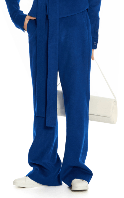 Labeless Blue Wool Flare Trousers - Hesperia