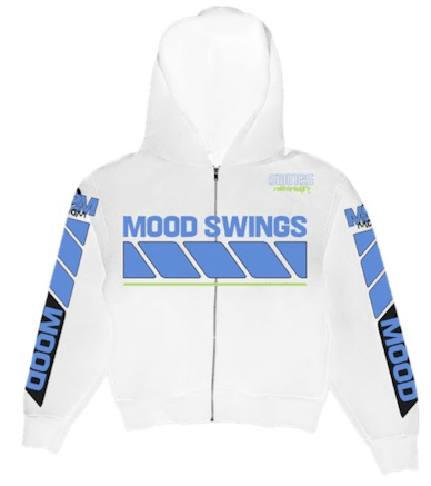 Mood Swings Moto Zip Hoodie White - Hesperia