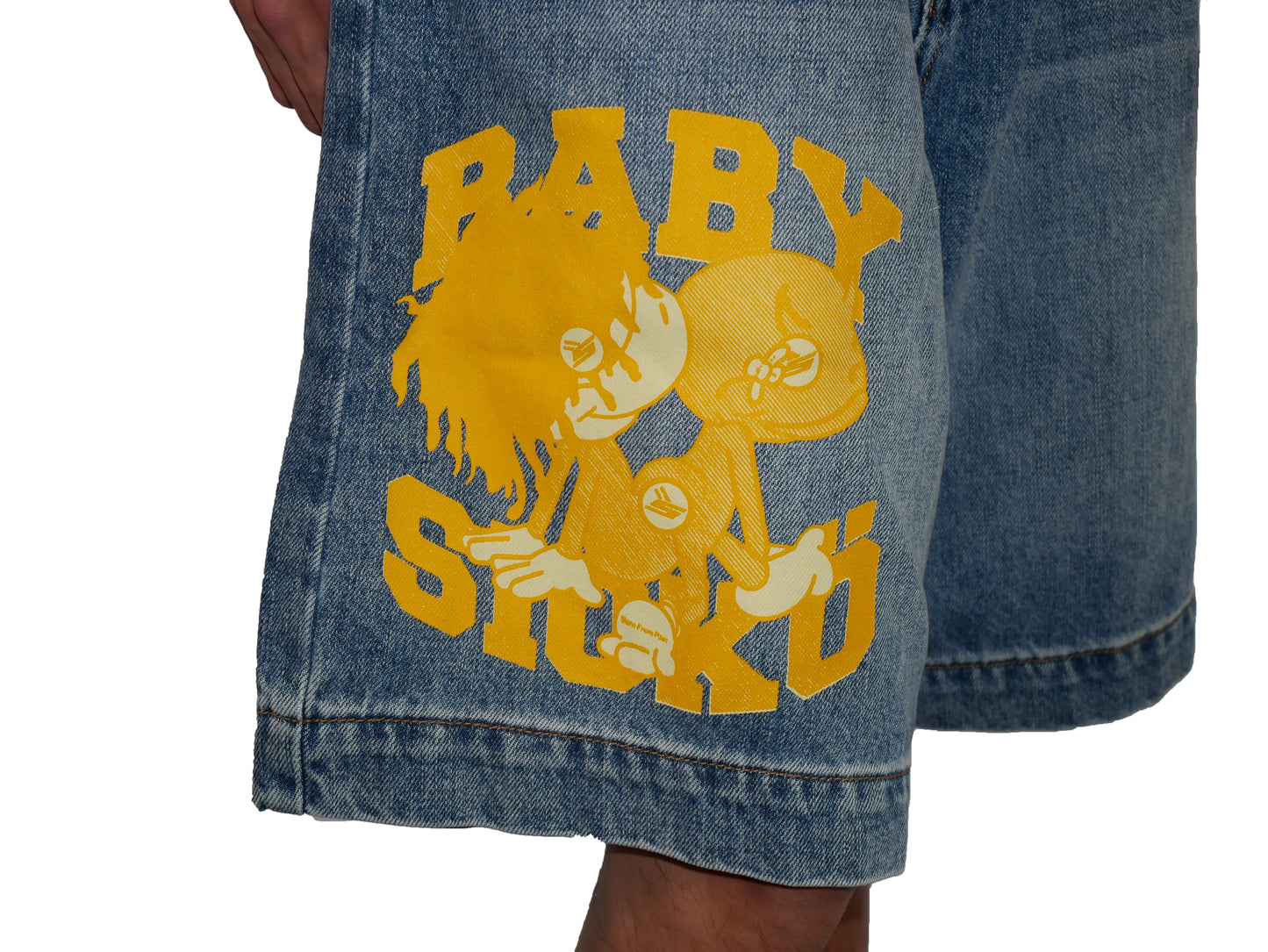 Sicko Baby Sicko Shorts Yellow On Indigo