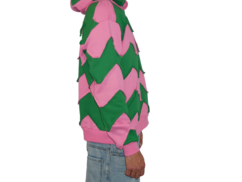 Sicko ZigZag Hoodie In Pink/Green - Hesperia