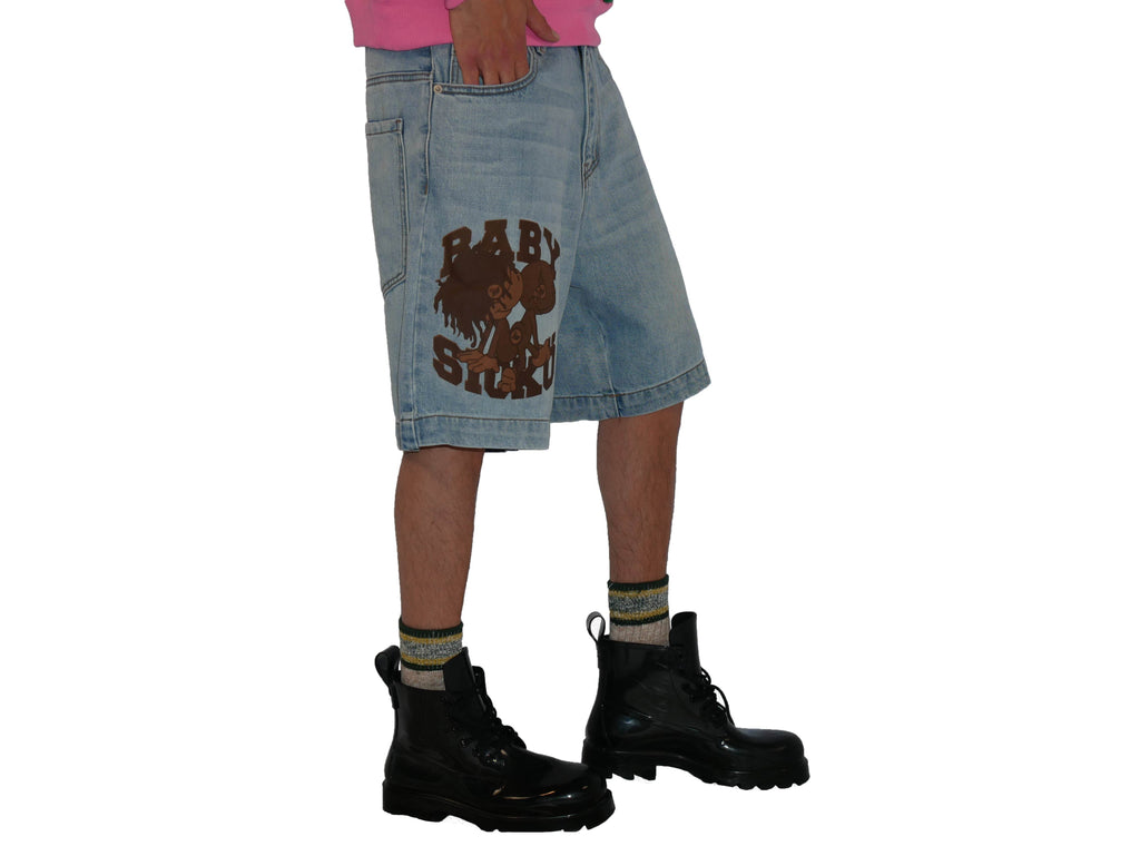 Sicko Baby Sicko Denim Shorts In Brown - Hesperia