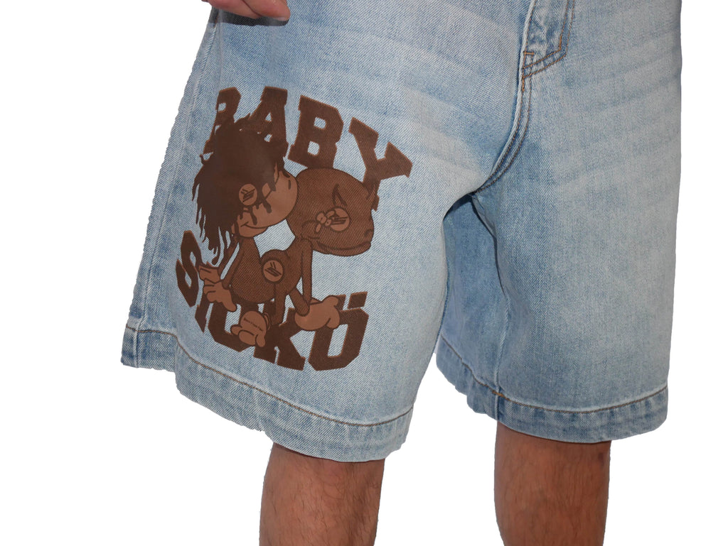 Sicko Baby Sicko Denim Shorts In Brown - Hesperia