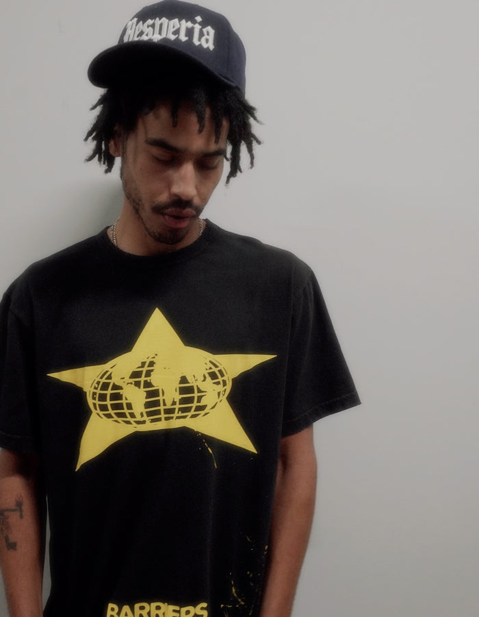 Distressed Star Ringer Tee Vintage Black