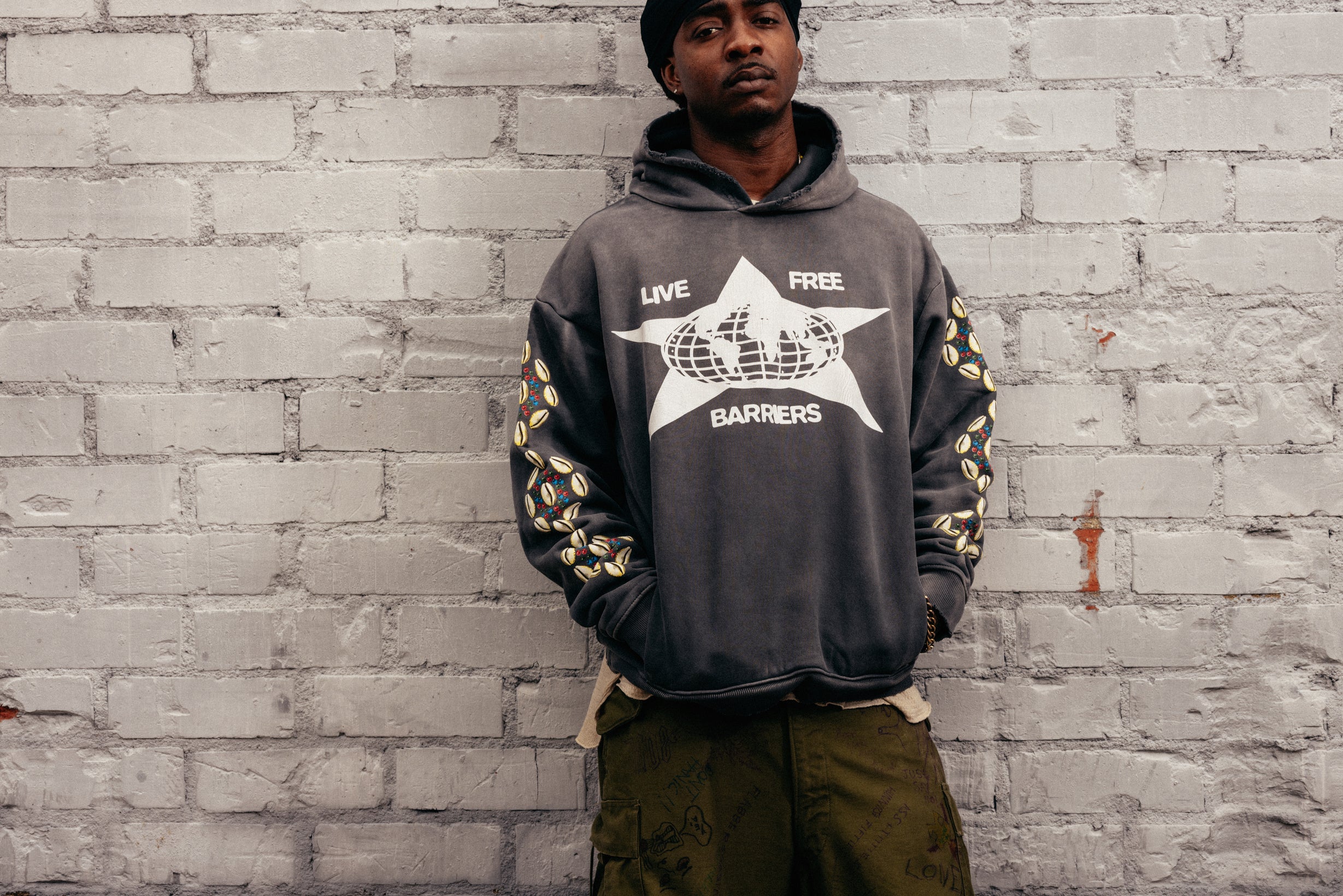 Barriers Cowrie Shell Hidden Pocket Hoodie Mink