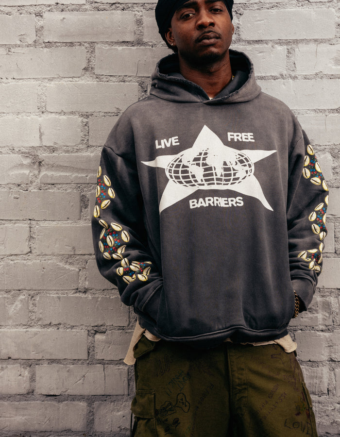 Barriers Cowrie Shell Hidden Pocket Hoodie Mink