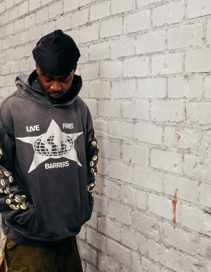 Barriers Cowrie Shell Hidden Pocket Hoodie Mink
