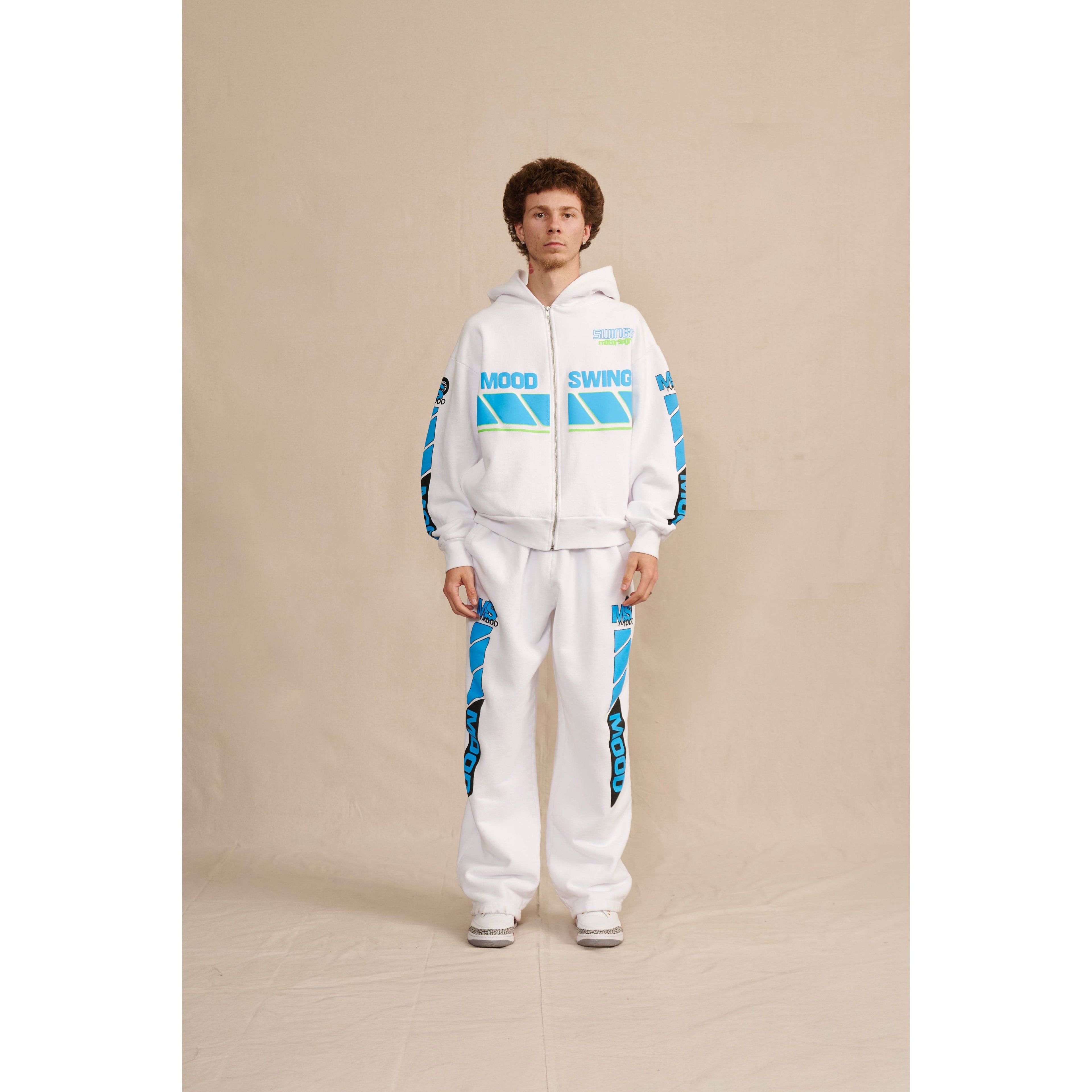 Mood Swings Moto Sweats In White - Hesperia