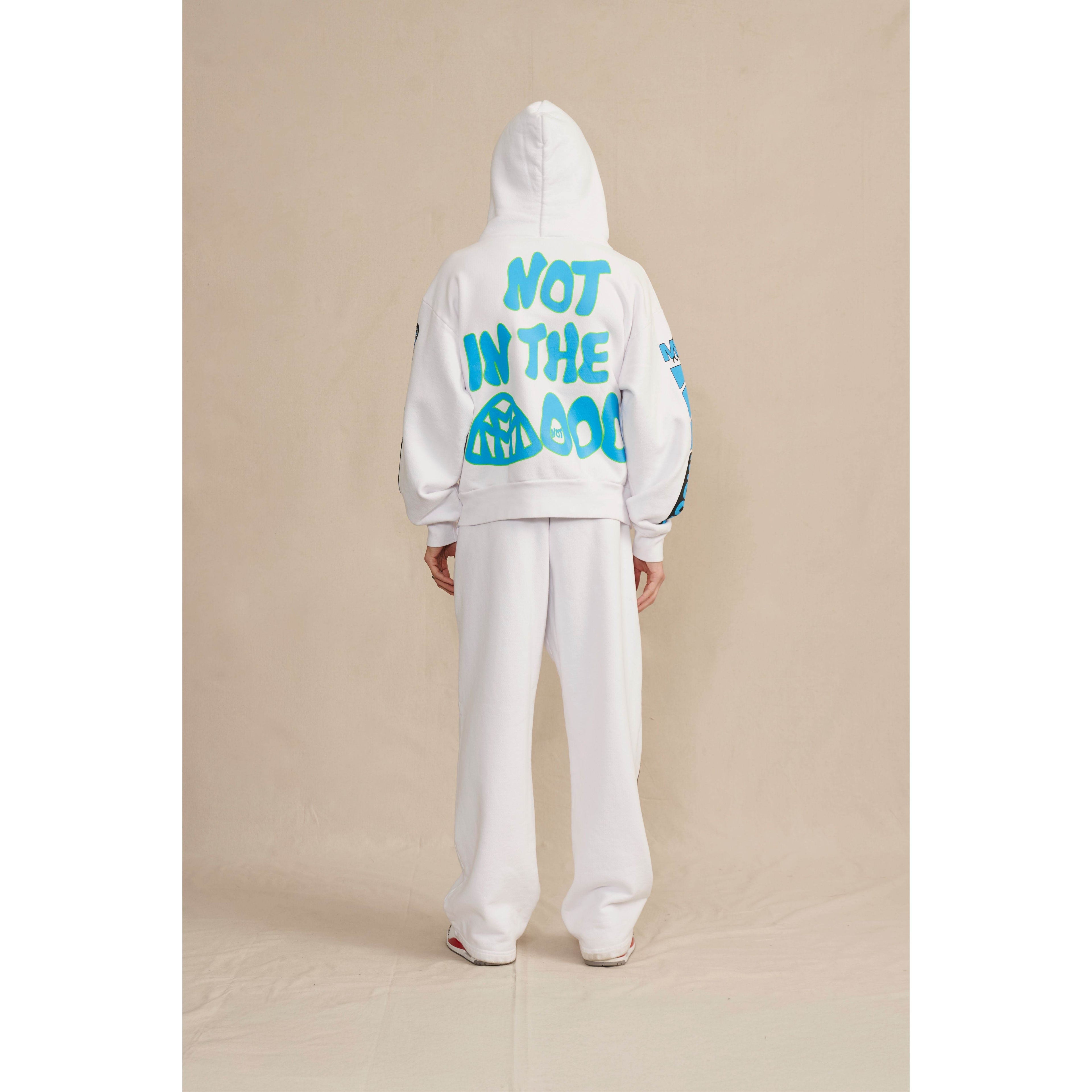 Mood Swings Moto Zip Hoodie White - Hesperia